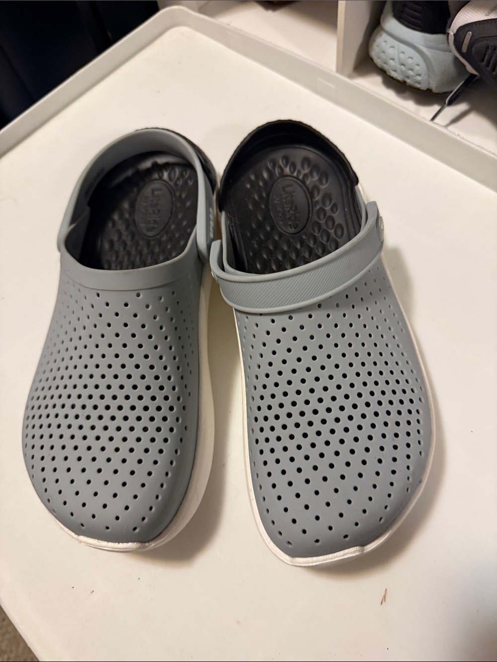 CROCS Kids Light Gray Perforated Clog Sandals